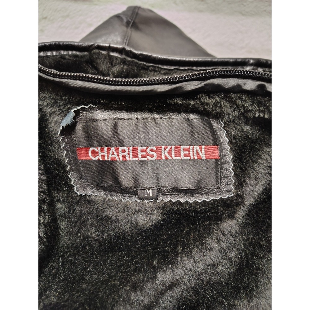 Charles Klein Genuine Leather Jacket & Leather Hood Sz XL + Removable liner Sz M - Picture 10 of 11